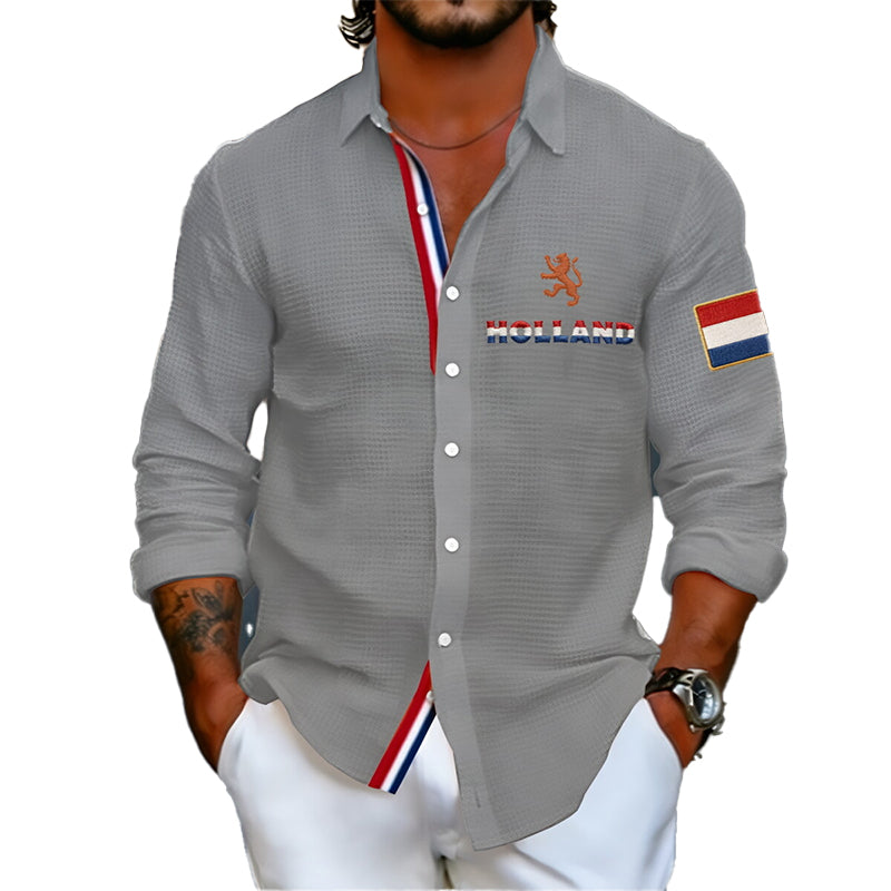 Koningsdag wafelshirt voor heren