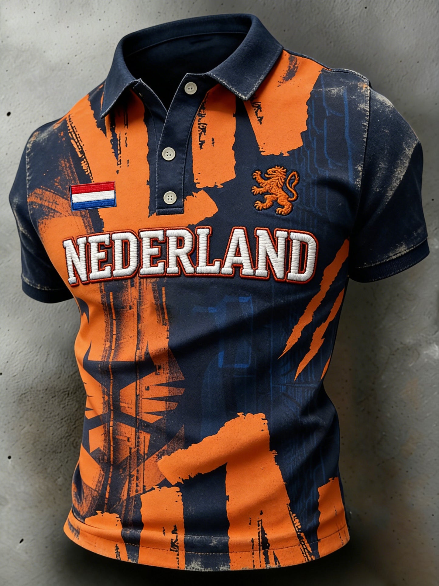 Herenpolo met korte mouwen en print met Koningsdag-thema