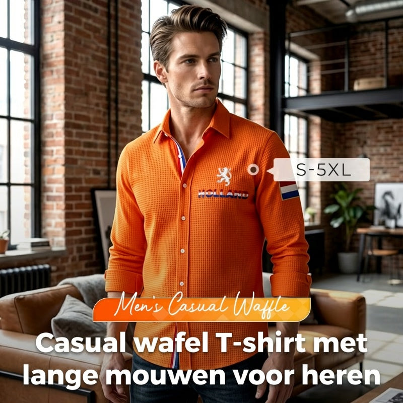 Koningsdag wafelshirt voor heren