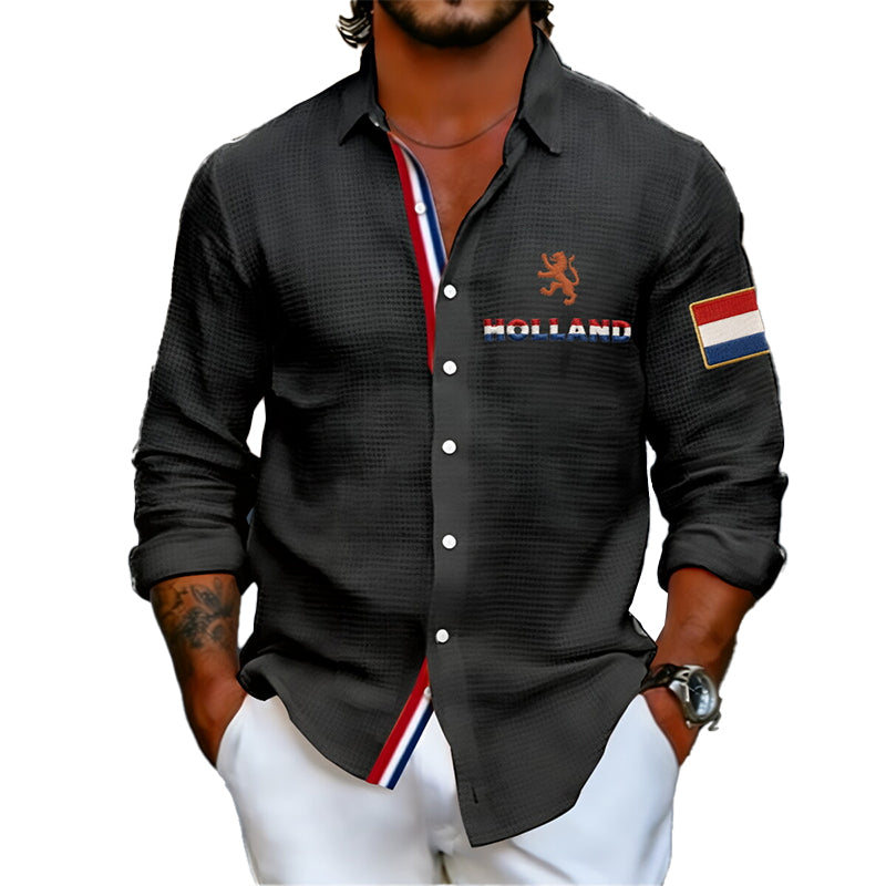 Koningsdag wafelshirt voor heren