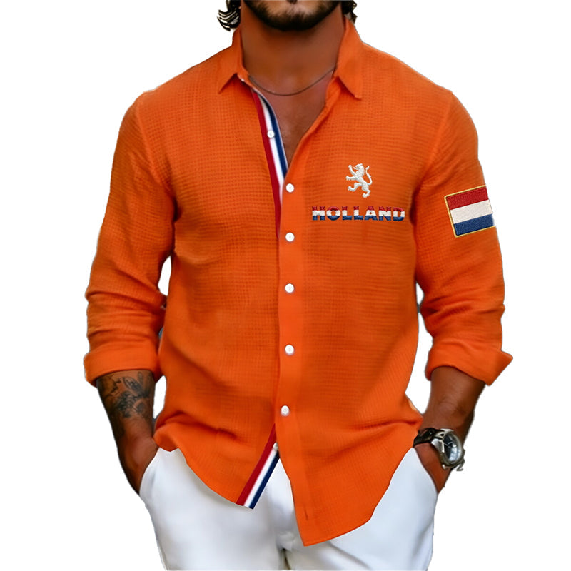 Koningsdag wafelshirt voor heren