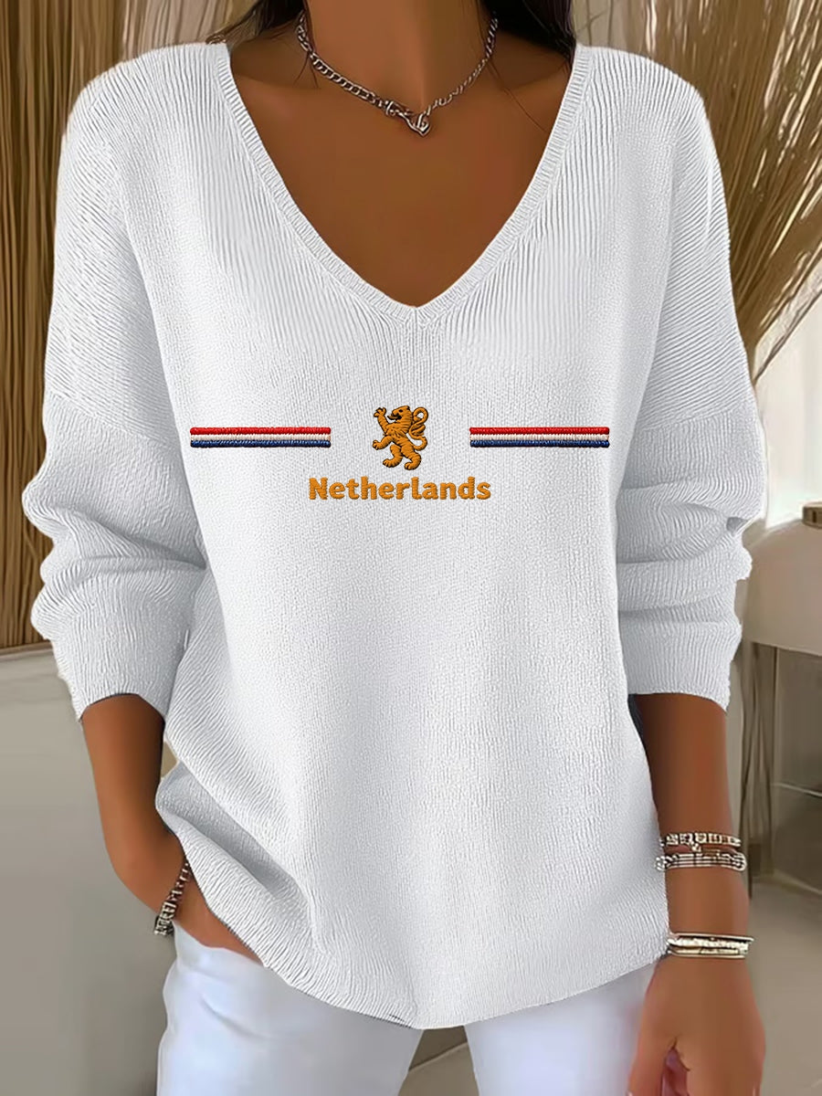 Dames KoningsdagV-hals ribtop