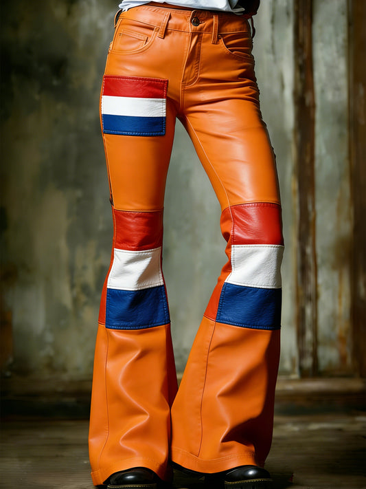 Dames Nederlandse koningsdag herdenkingsopdruk zakelijke stijl broek