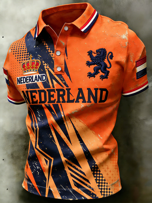 Herenpolo met koningsdagthema en opdruk