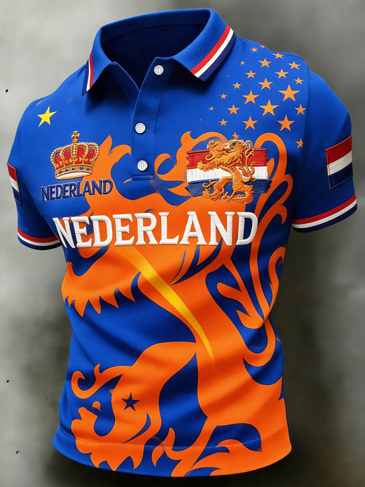 Herenpolo met koningsdagprint